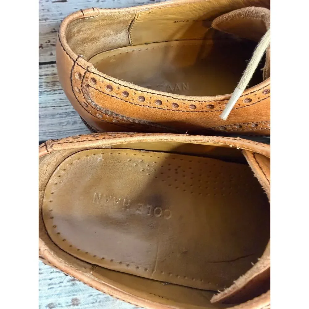 Cole Haan Men's Original Grand Wingtip Oxford Shoes British Tan Leather Size 9.5